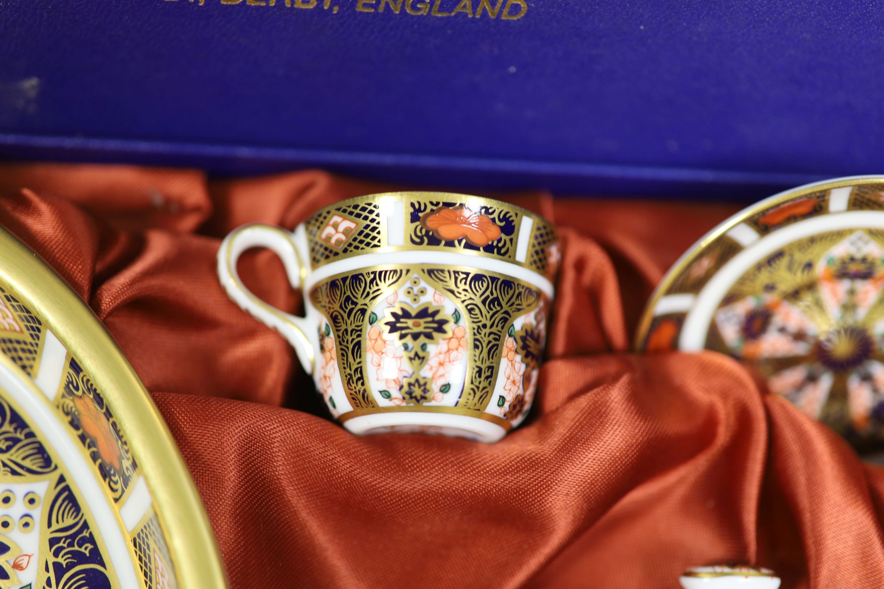 A Royal Crown Derby 'Old Imari' pattern miniature tea service, boxed